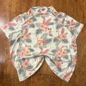 Levis white, cream & pink tropical flamingo print short sleeve pocket tee